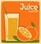 Vintage poster of orange juice on old paper texture