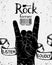 Vintage poster with rock forever. Rock and Roll hand sign