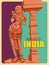 Vintage Poster Statue of Indian female Sculpture