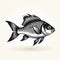 Vintage Poster Style Engraved Fish Drawing With Iconographic Symbolism