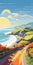 Vintage Poster Style Ocean Scenic View Painting