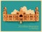 Vintage poster of Victoria Memorial in Kolkata famous monument of India