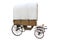 Vintage prairie wooden caravan wagon with white cover isolated on white background