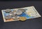 The vintage pre-euros french banknote and coins