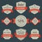 Vintage premium product label with ribbon and place for text set vector illustration