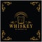 Vintage premium whiskey logo label with glass or beer. for drinks, bars, clubs, cafes, companies