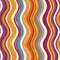 Vintage print in 60s, 70s groovy style a seamless pattern of wavy stripes in a bright, colored background