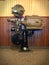 Vintage professional 35mm Cinema Film Projector in a Movie Theatre Lobby