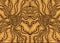 Vintage psychedelic symetrical ornamental background. Steampunk style, golden gradient colors, brown outline.Vector