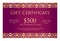 Vintage purple gift certificate with golden orname