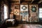 vintage quilts displayed on a rustic wooden wall