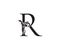 Vintage R Letter Swirl Logo. Black R With Classy Leaves Shape design