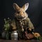 Vintage Rabbit In Medieval Costume With Naturalist Aesthetic