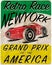 Vintage race car for printing.vector old school race poster.