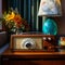 Vintage Radio with Mesmerizing Colors and Patterns in a Cozy Living Room