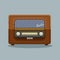 Vintage radio tuner. FM recorder flat design