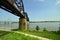 Vintage railway bridge re-purposed as a walkway across the Ohio r