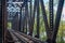 Vintage railway trestle crossing the river