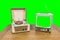 Vintage Record Player and Television with Chroma Background and Screen