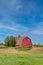 Vintage red barn in a farmyard on the Saskatchewan prairies