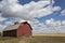 Vintage red barn on the prairies