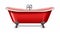 Vintage Red Bathtub With Trough - Highly Detailed Illustrations