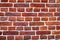 Vintage red brick wall background texture. Real brick wall.