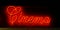 Vintage Red Neon Cinema Sign on Theater