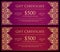 Vintage red and purple gift certificate with golde