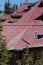 Vintage red shingle roof details