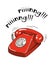 Vintage red telephone hand drawn illustration