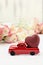 Vintage Red Toy Truck and Valentine`s Day Heart