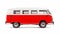 Vintage Red And White Vw Bus On White Background