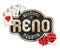 Vintage Reno Sign Logo with Dice and Playing Cards