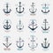 Vintage retro anchor badge vector sign sea ocean graphic element nautical naval illustration