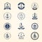 Vintage retro anchor badge vector sign sea ocean graphic element nautical naval symbol illustration