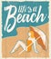 Vintage retro beach poster - textured vector sign