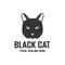 Vintage Retro Black Pussycat Cat Kitty Head Face Logo Icon Illustration