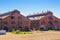 Vintage Retro Brick Buildings At Railroad Maintenance Yard