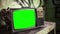 Vintage retro broken television or tv no signal green screen animation