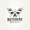 Vintage retro butchery shop badge logo design