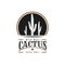 Vintage Retro Cactus Logo. Wild West Cowboy Ranch. Premium and Luxury Logo