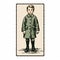 Vintage Retro Clip Art Illustration Of Boy In Coat And Leather Boots