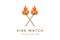 Vintage Retro Crossed Wooden Fire Flame Match Logo Design