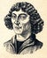 Vintage retro drawing image portrait Copernicus