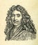 Vintage retro drawing image portrait Moliere