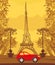 Vintage retro Eiffel tower card