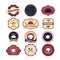 Vintage retro grunge coffee and restaurant labels, badges and icons