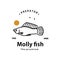 vintage retro hipster molly fish logo vector outline monoline