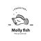 vintage retro hipster molly fish logo vector outline monoline art icon
